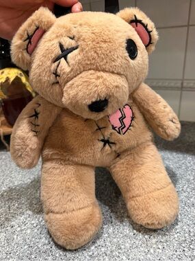 Spirit Tan Patchwork Teddy with Pink Heart Detail - Plush Kids Backpack